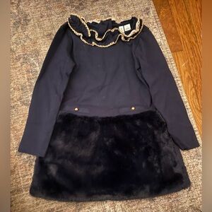 Janie and Jack Navy Dress with Gold Accents
